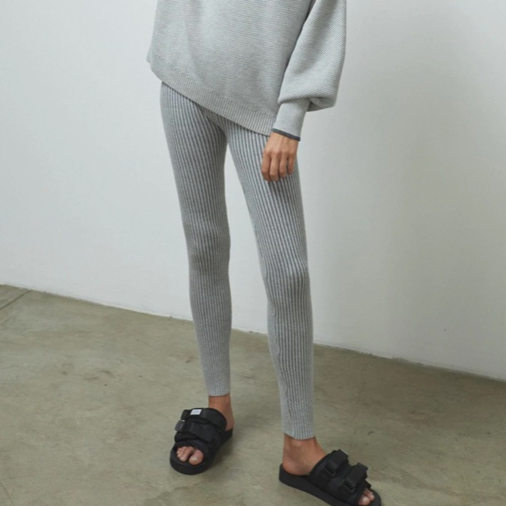 Lunya Cozy Cotton Silk Ribbed Leggings • Grey • XS